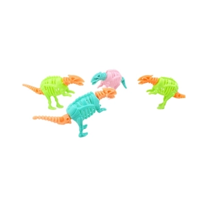 DIY assembly dinosaur skeleton toy set with four colorful fossil models for kids