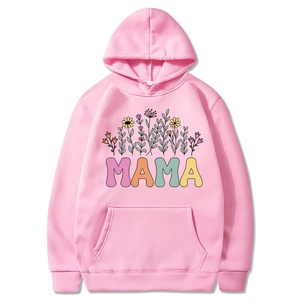 Pink Mama Est 2025 Coquette Hoodie with vintage floral pattern and kangaroo pocket