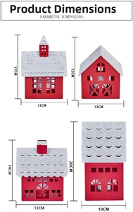 Detailed dimension guide for Christmas iron house candle holders in various sizes
