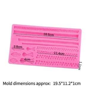 Pink silicone mold with knitted rope and tassel textures for fondant cake decorating