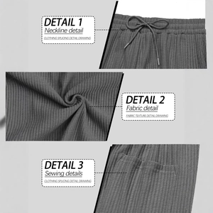 Men's dark gray striped wide-leg pants featuring a knitted texture and drawstring waist