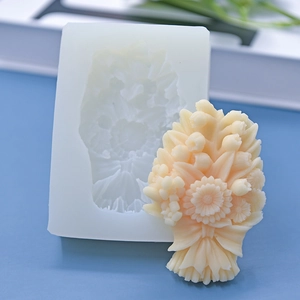 3D bouquet silicone mold for cake fondant and DIY sunflower daisy candles