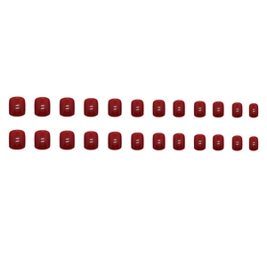 Glossy wine red square press-on nails 24pcs set for women
