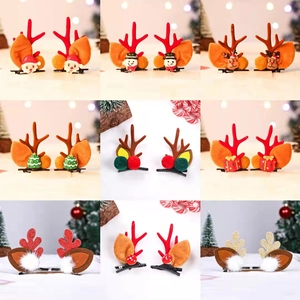 Christmas Hair Clips Cute Reindeer Antlers Santa Snowman Festive Plush Resin Metal Hairpins For Kids Girls Party Decor