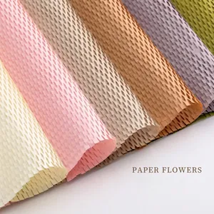 Macro view showing the honeycomb texture of colorful decorative packaging papers