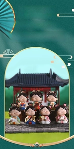 Detailed group of Tang dynasty style female figurines in various elegant ancient poses