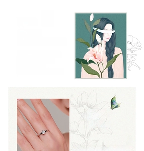 Detail of elegant 925 sterling silver ring with a classic six-prong solitaire diamond
