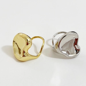 Minimalist 925 sterling silver irregular lava ring in gold and silver finishes