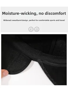 Detail view of the wide sweatband design inside the winter wool baseball cap