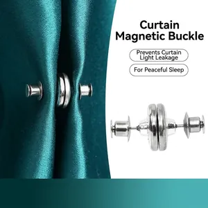Silver magnetic curtain clips for closing fabric gaps and light leakage prevention