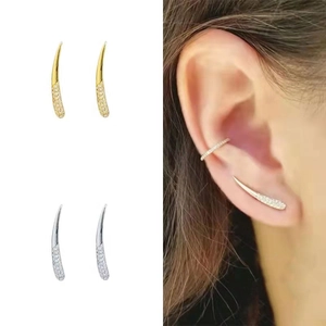 Minimalist 925 Sterling Silver Earring Post Copper Zirconia Inlaid Straight Bar Stud Earrings Fashion Geometric Women Jewelry