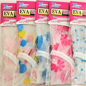 Waterproof Shower Cap EVA Material Elastic Band Reusable Floral Polka Dot Print For Women Adult Bathing Hair Protection