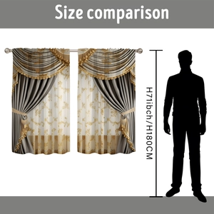 Size comparison chart for 180cm height 3D digital printed waterproof kitchen curtains