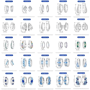 Spécifications de taille détaillées pour diverses créoles et boucles d'oreilles en argent