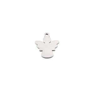 Polished silver stainless steel angel pendant with jump ring for DIY jewelry making