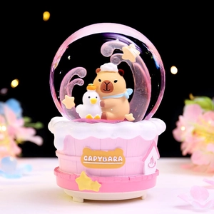 Luminous Capybara crystal ball lamp with cute animals and warm ambient lighting