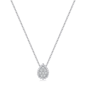 Classic silver S925 sterling silver waterdrop pendant necklace with sparkling pavé zircons
