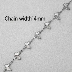 Handmade stainless steel butterfly shell link chain with 14mm width for jewelry making