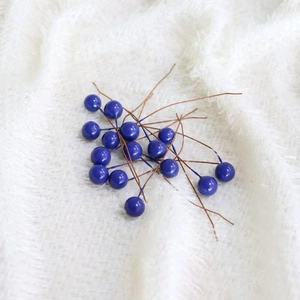 Deep blue 10mm artificial berries on wire stems for Christmas DIY crafts and wedding decor