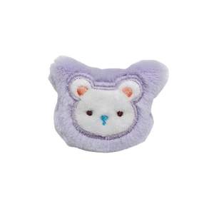 Cute purple plush bear patch with embroidery detail for clothing accessories and DIY crafts