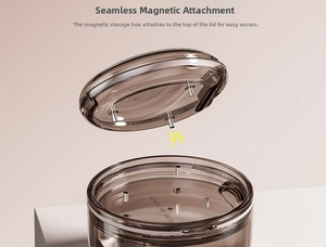Detail of translucent brown orthodontic retainer case with a magnetic closure system