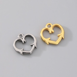 Détails des fermoirs OT en forme de cœur en acier inoxydable plaqué or 18 carats et argent