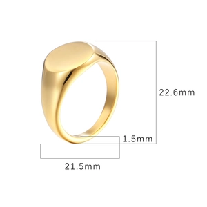 Polierter goldener Siegelring für Herren aus Edelstahl, Maße 22,6 mm mal 21,5 mm