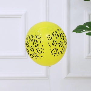12-inch yellow latex balloon with black leopard print for jungle themed party decor