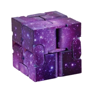 Purple starry sky infinity cube toy for stress relief on a clean white background