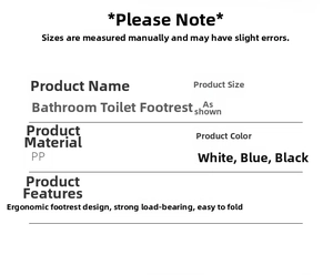Detailed specifications of thickened PP plastic toilet stool showing color options and foldable design