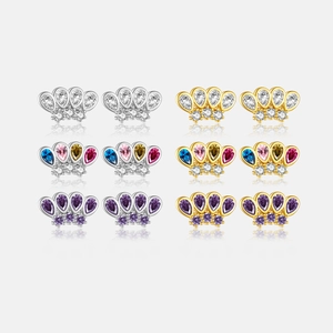 S925 Sterling Silver Crown Stud Earrings For Women Zirconia Inlaid Gold Silver Plated Elegant Fashion Jewelry Earring Gift