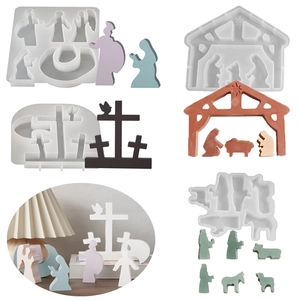 Nativity Scene Silikonform Engel Kreuz Taube DIY Handwerk Gips Kerze Harz Dekor Ostern Religiöses Thema