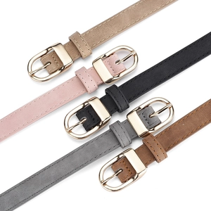 Set of 5 stylish faux leather belts for women with gold D-buckles in assorted colors