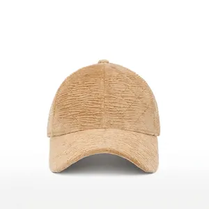 Women's corduroy baseball cap in beige featuring a deep 13cm crown for a snug fit