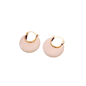 Minimalist 18k gold plated resin hoop earrings with pale pink finish and mirror polish