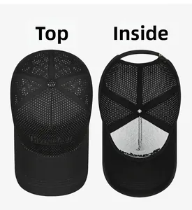 Vues du dessus et de l'intérieur de la casquette Braveboy noire en mesh respirant