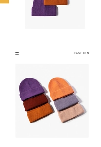 Close-up of colorful ribbed knit beanies with cuffed design in multiple trendy shades