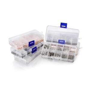 DIY jewelry making kit with various earring findings in a transparent storage box