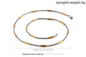 Détail d'un collier chaîne en acier inoxydable de 500mm avec fermoir mousqueton