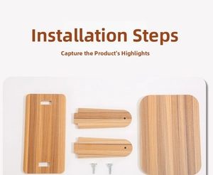 Components of rotating wooden makeup mirror showing base plate and support panels