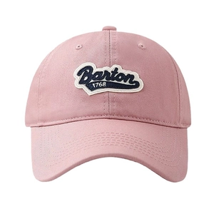 Pink cotton baseball cap with Barton 1768 embroidery in a classic six-panel design