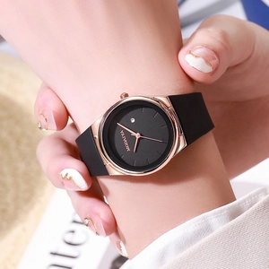 Women's Quartz Watch Minimalist Fashion Silicone Strap Alloy Case Date Calendar Analog Casual Wristwatch
