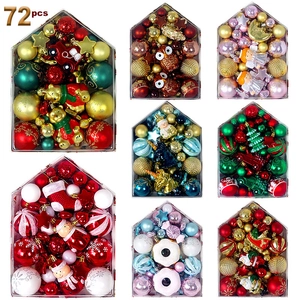 Christmas Ornaments Plastic Baubles Various Shapes For Xmas Tree Decoration Glitter Matte Shiny Festive Boxed