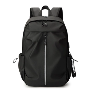 Large capacity black tactical backpack with multiple compartments for business travel