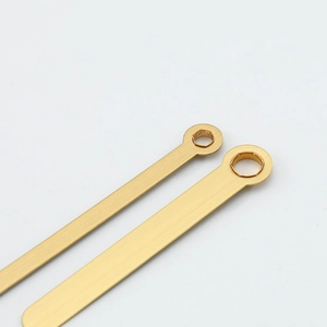 Golden brushed copper clock hands with precision round hole design for quartz movements