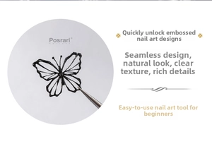 Detailed 3D butterfly embossed nail art design made with silicone relief mold