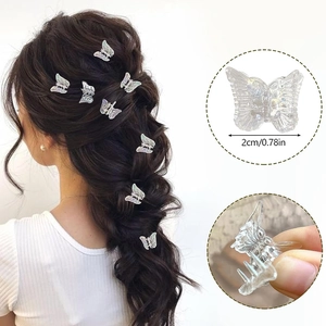 Laser butterfly mini hair claw clip for women in transparent 2cm small shark clip style