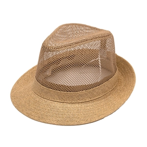 Chapeau fedora en paille respirante pour hommes avec design en maille pour protection solaire