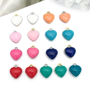 Heart Charms Stainless Steel Enamel Drip Oil Pendants DIY Jewelry Making Findings Accessories For Necklace Keychain