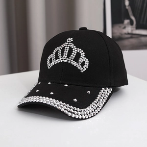 Casquette de Baseball Couronne en Strass Brillante en Coton Réglable Chapeau de Soleil pour Femmes Hommes Mode Voyage Extérieur